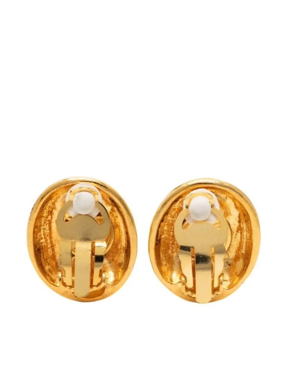 Chanel Mademoiselle Logo Earrings Gold Plated